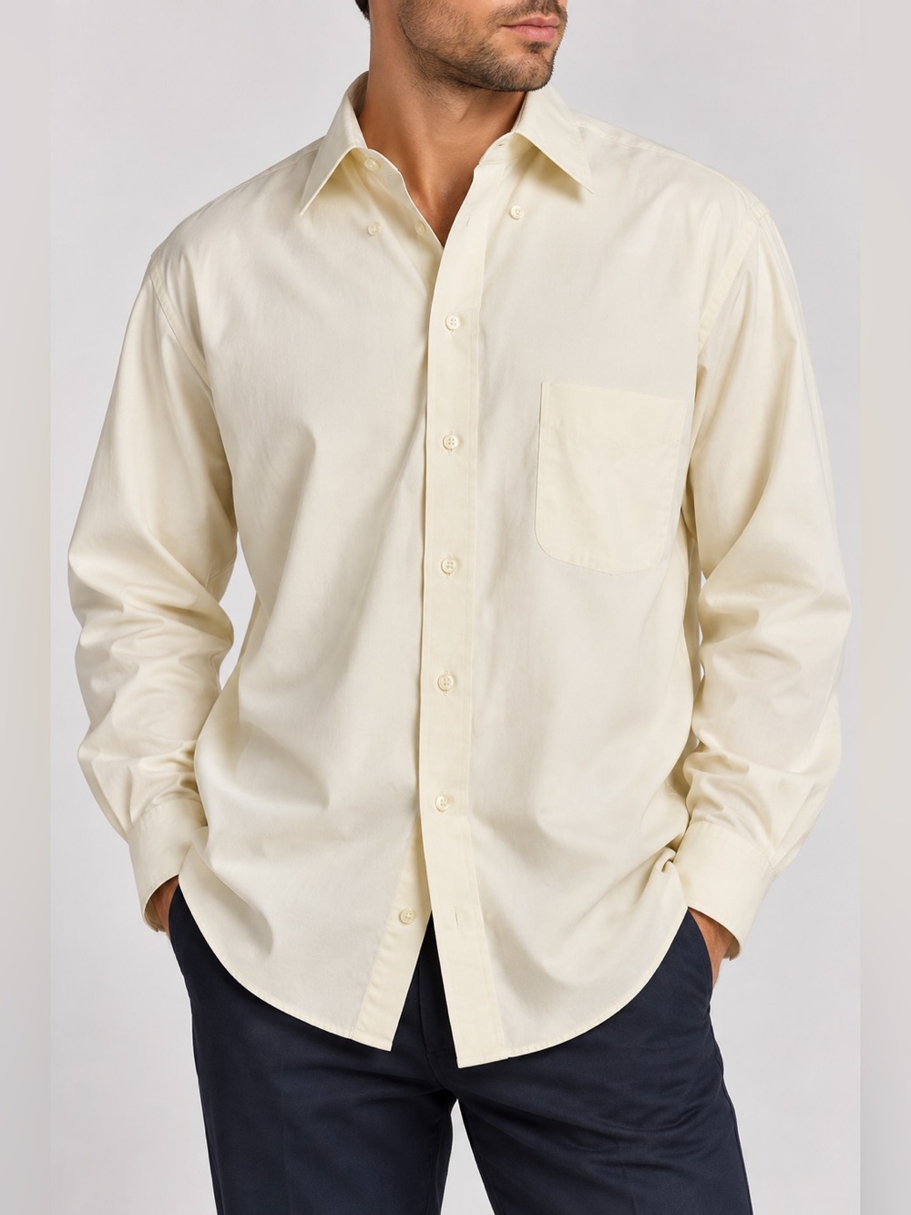 Brooks Brothers 100% Cotton Dress Shirt Men’s 16-33 Ivory Cream Long Sleeve
